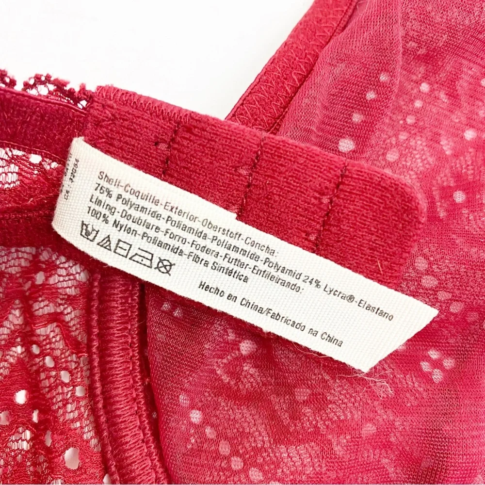 Intimately Free People Deep V Plunge Lace Underwire Bra: Crimson Red Burgundy